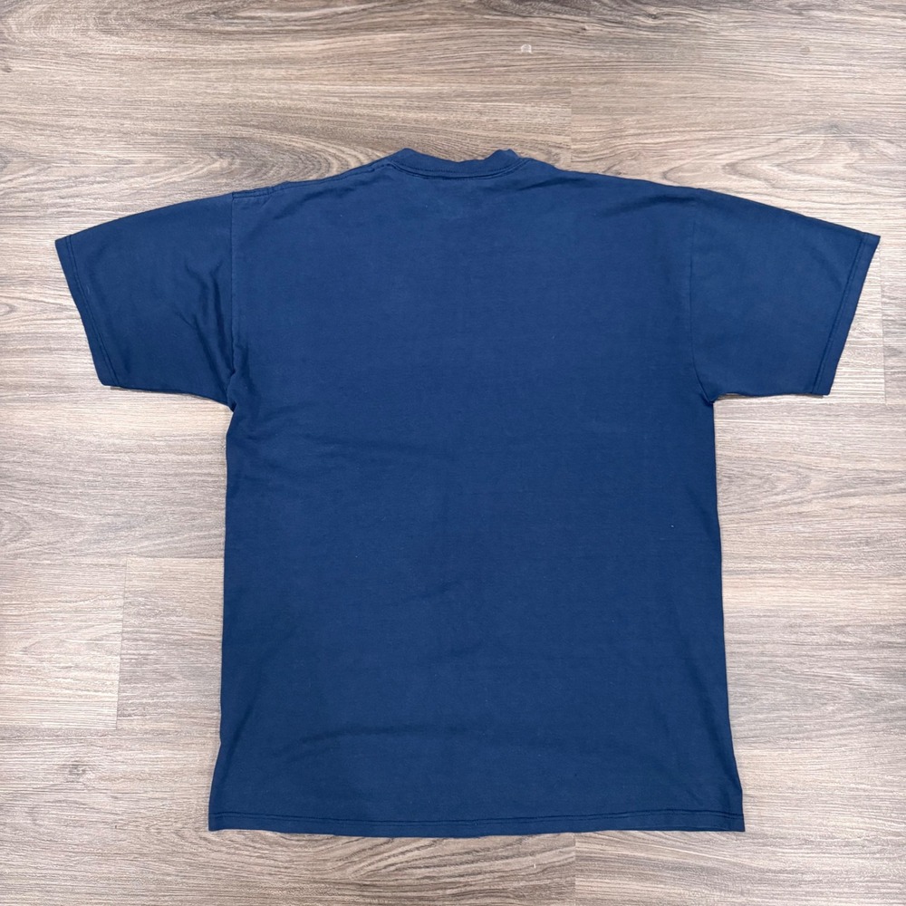 VTG Jerzees Heavyweight Blend T Shirt Blue Cotton Polyester Blend L Made in USA - Picture 3 of 6